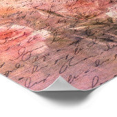 Poster Écriture d'antiquité florale Rose (Coin)