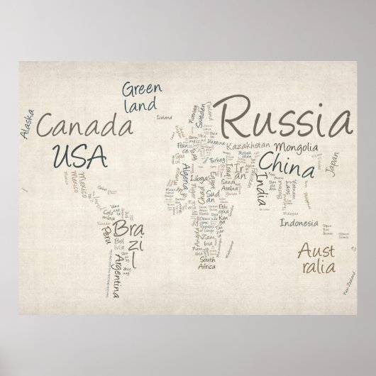 Poster Écriture de la carte du monde (Devant)