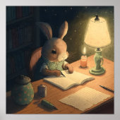 Poster Écriture de lapin au bureau - (Devant)