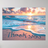 Poster Écriture de sable de remerciement de plage (Devant)