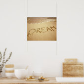 Poster Ecriture de sable 'Dream' avec surf entrant en hau (Cuisine)
