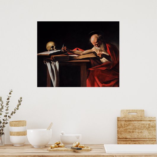 Poster Écriture de Saint Jérôme (par Caravaggio) (Cuisine)