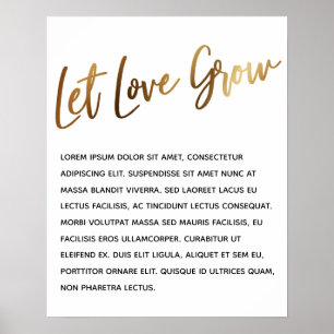 Poster Écriture dorée "Laissez l'amour grandir" Evénement
