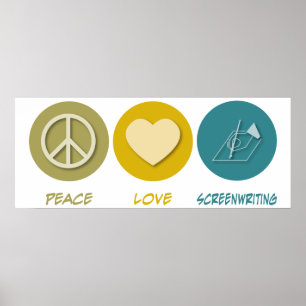 Poster Écriture écran Peace Love