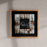 Poster Écriture familiale élégant moderne minimaliste pho<br><div class="desc">Écriture familiale élégant moderne minimaliste noir personnalisé collage photo simple lignes propres imprimé cadeau de famille.</div>