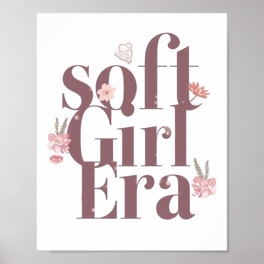 Poster Écriture Féminine Délicate avec Fleurs (Devant)