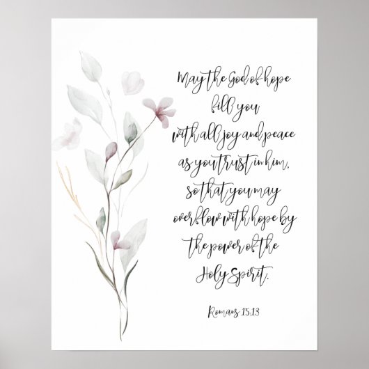 Poster Écriture florale du verset de la Bible (Devant)