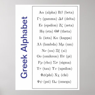 Poster Écriture grecque antique   Alphabet grec vertical 