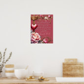 Poster Écriture guérissante d'Isaïe 53:5 | Aquarelle rose (Cuisine)