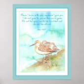 Poster Écriture, Inspirationnelle, Paix, John 14:27 Plage (Devant)