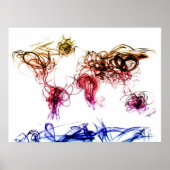 Poster Écriture Lumière Carte Mondiale (Devant)