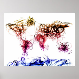 Poster Écriture Lumière Carte Mondiale