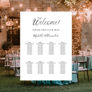 Poster Écriture moderne blanche 8 tables mariage