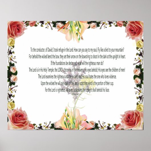 Poster Écriture, Psaume 11, Fleur Colorée (Devant)