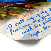 Poster Écriture : Psaume 91:2,4 avec Blue Macaw (Coin)