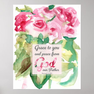 Poster Écriture Roses Roses Romains Grâce à Vous