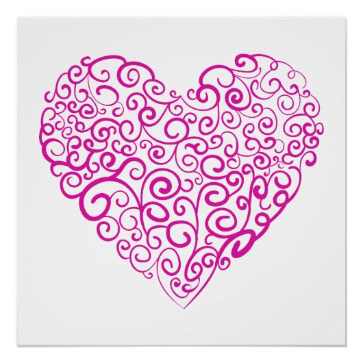 Poster Écriture spirale coeur rose pour la Saint Valentin (Devant)