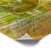 Poster Écriture Vintage Fleur Blanche En Floraison (Coin)