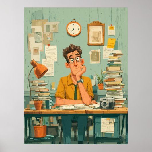 Poster Écrivain créatif dans un bureau occupé (Devant)