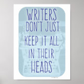 Poster Écrivains cool Cerveau Motivationnel Auteur Slogan (Devant)