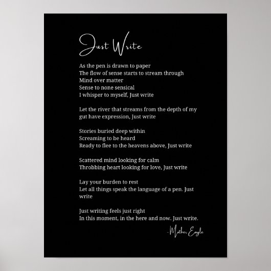 Poster Écrivez juste un poème inspirant poème poésie post (Devant)