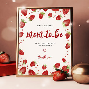 Poster Écrivez votre adresse Baby shower fraise signe