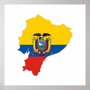 Poster ecuador country flag map shape silhouette symbol