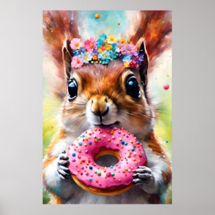 Poster Écureuil adorable avec beigne