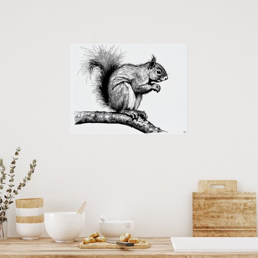 Poster Écureuil - Art Archivé Imprimer (Cuisine)