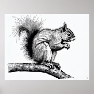 Poster Écureuil - Art Archivé Imprimer