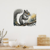 Poster Écureuil - Art Print (Cuisine)