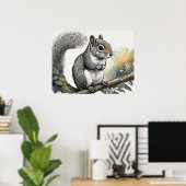 Poster Écureuil - Art Print (Bureau à domicile)