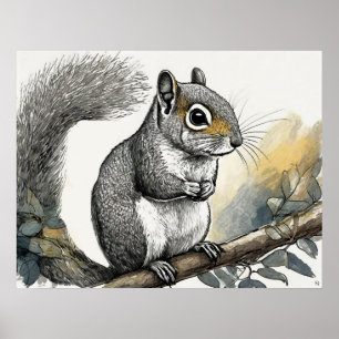 Poster Écureuil - Art Print