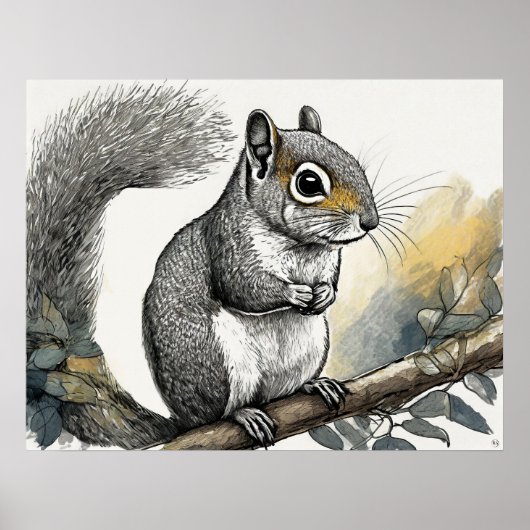 Poster Écureuil - Art Print (Devant)