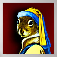 Écureuil Avec Une Perle Élevant L'Art Baroque Néer