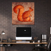 Poster Écureuil - bois