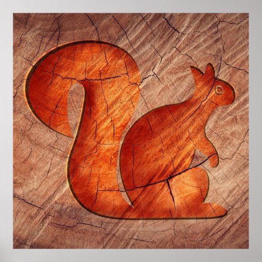 Poster Écureuil - bois (Devant)