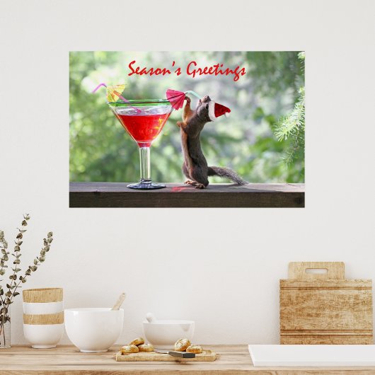 Poster Écureuil Bonnes Fêtes (Cuisine)