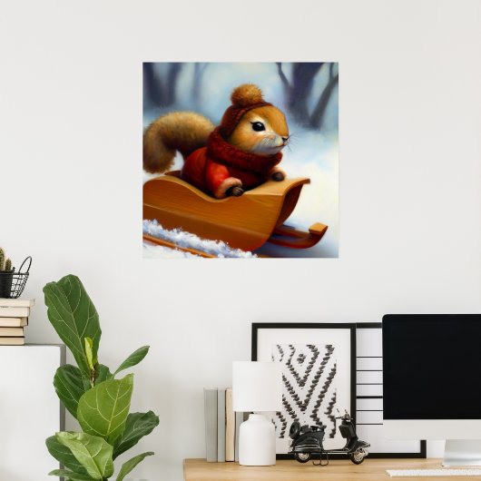 Poster Écureuil Dans Un Drapeau (Bureau à domicile)