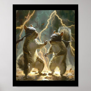 Poster Écureuil d'art martial portant Karate Gi Lightning