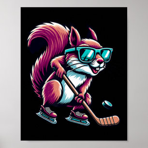 Poster Écureuil de hockey sur glace Cool Gles patinage