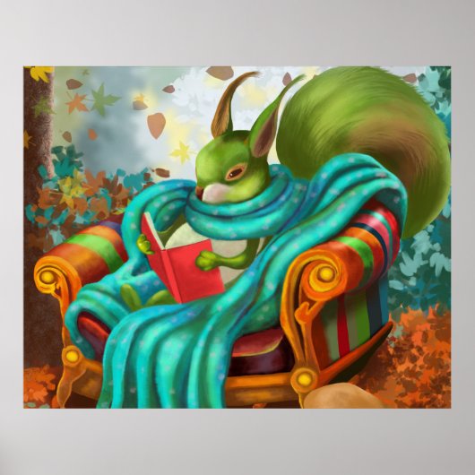 Poster Écureuil de lecture (Devant)