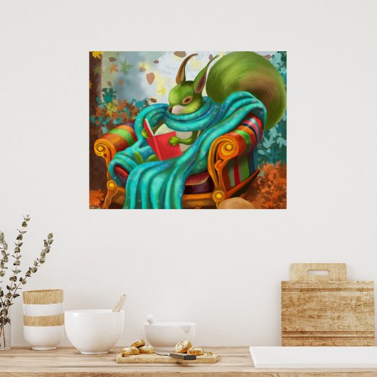 Poster Écureuil de lecture (Cuisine)