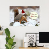 Poster Écureuil de Noël en neige (Bureau à domicile)