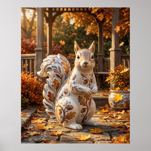 Poster Écureuil de porcelaine Chêne Jardin (Devant)
