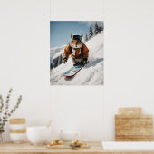 Poster Écureuil de snowboard Heure d'hiver Animaux Whimsi (Cuisine)