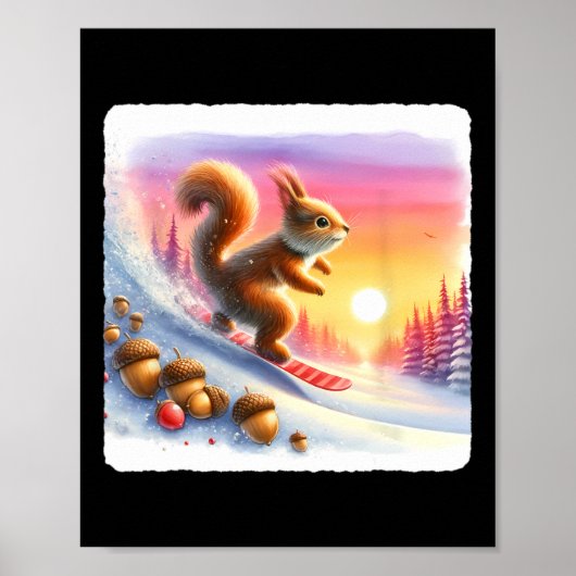 Poster Écureuil De Snowboard Sur La Pente Froide Au Couch (Devant)
