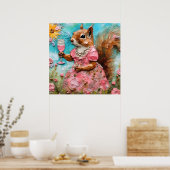 Poster Écureuil en robe rose (Cuisine)