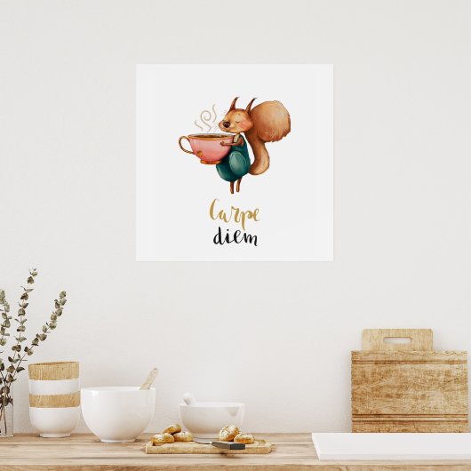 Poster Écureuil géant Carpe Diem (Cuisine)