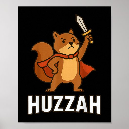 Poster Écureuil Huzzah Chevalier Epée Drôle Pour Hommes F (Devant)